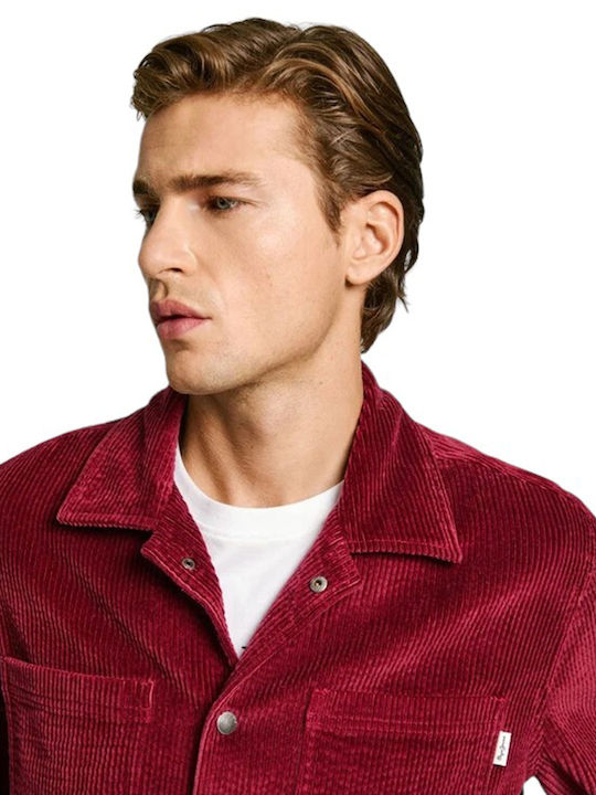 Melville Long Sleeve Corduroy Overshirt Red