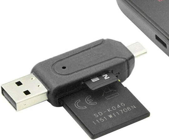 Micro Usb Otg Adapter Usb Memory Card Reader Dual Connectors Sd Card Reader Sdxc Sdhc Sd Micro Sdxc Micro Sd Micro Sdhc Card Black