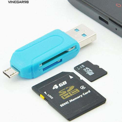 Micro-USB-OTG-Adapter USB-Speicherkartenleser Dual-Anschlüsse SD-Kartenleser SDXC SDHC SD Micro SDXC Micro SD Micro SDHC Karte Blau