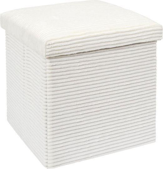 Hocker Für das Wohnzimmer Klappbar Mit Stauraum Gepolstert mit Samt Beige 38x38x38cm