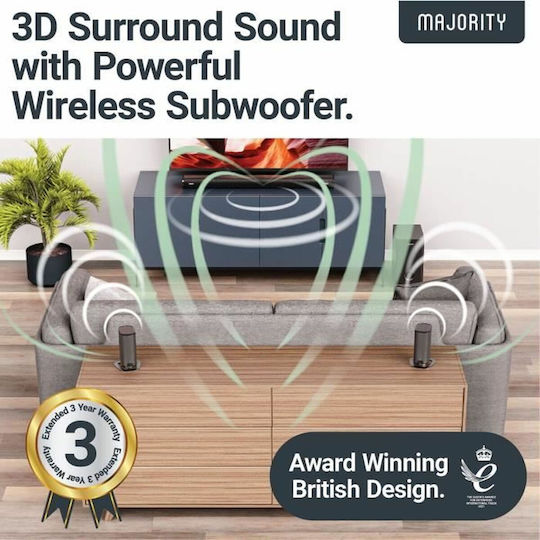 Majority Everest Soundbar 5.1 Bluetooth και HDMI 300W με Ασύρματο Subwoofer Μαύρο