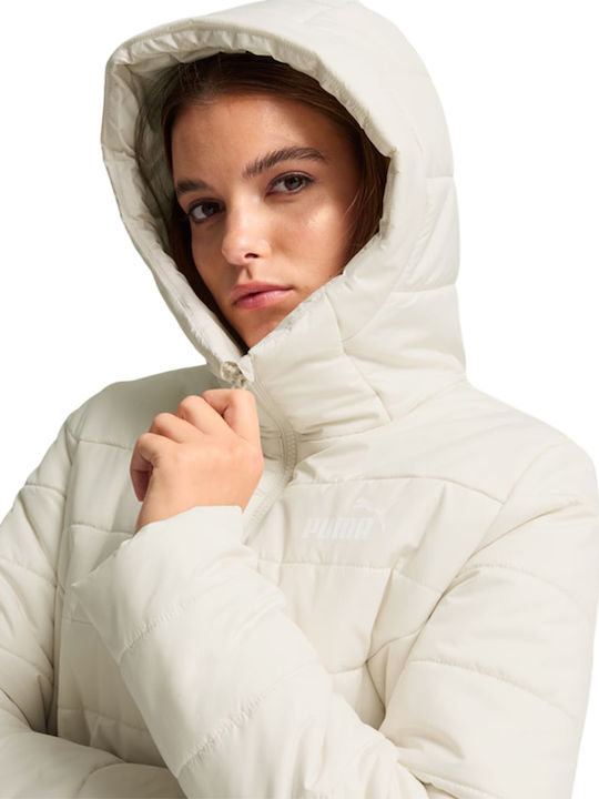 Късо Дамско Puffer Якето за Зима Екру
