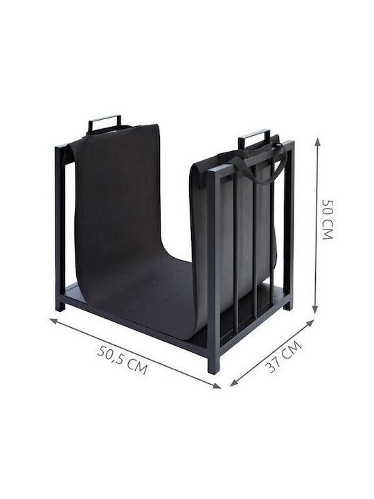Kaminer Μεταλλικό Καλάθι Αποθήκευσης Ξύλων 50.5x37x50cm Μαύρο