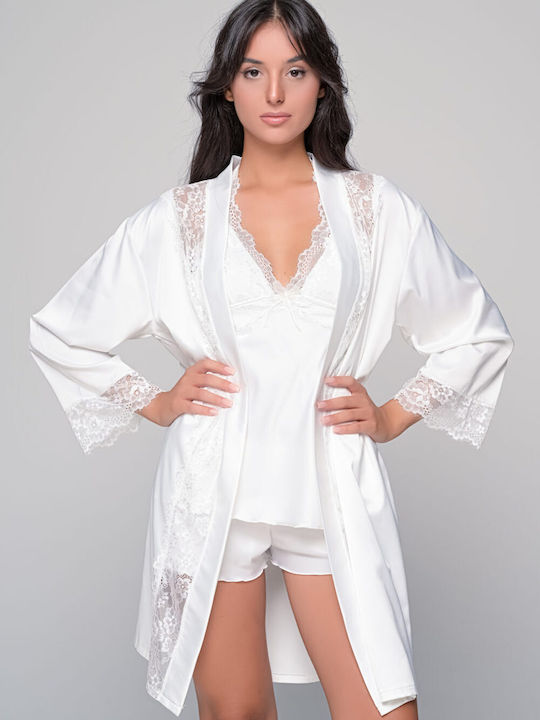 Milena by Paris Καλοκαιρινό Σατέν Νυφικό Babydoll Λευκό Milena by Paris Καλοκαιρινό Σατέν Νυφικό Babydoll Λευκό