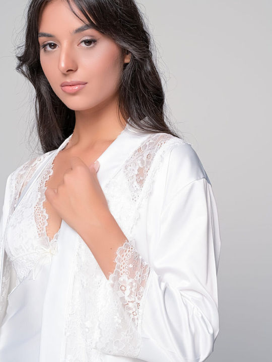 Milena by Paris Summer Satin Bridal Babydoll White