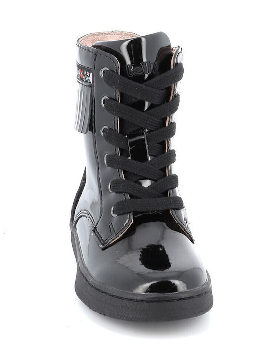 Lelli Kelly Frangetta Mix Kids Leather Boots with Zipper Black