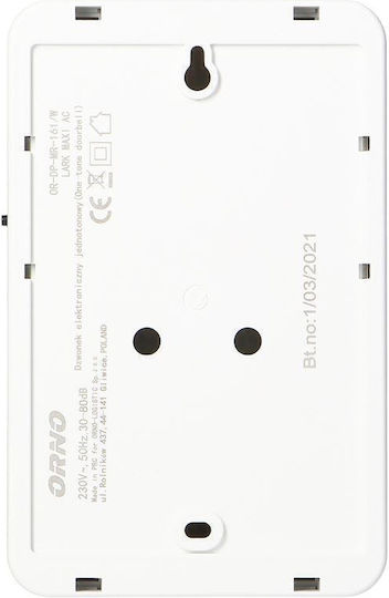 Single Tone Wired Electronic Bell Lark Maxi Ac 230v White
