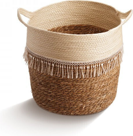 JK Home Decoration Set of Decorative Bamboo Baskets White 3 Pieces