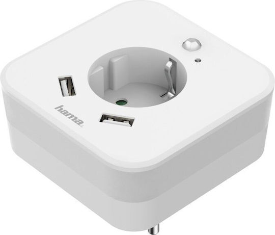 Adaptor Priză Hama USB 2.4 A Senzor de Mișcare Alb