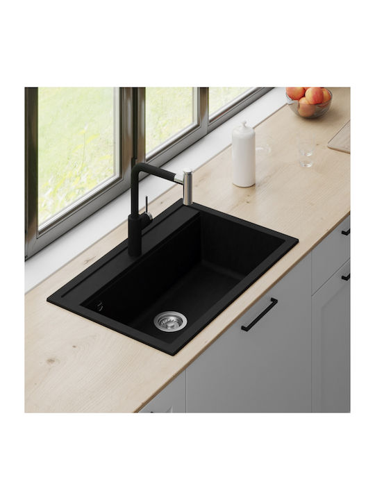 Quadro SQQ103 Drop-In Kitchen Sink Made of Liquid Granite L79xW51cm Black