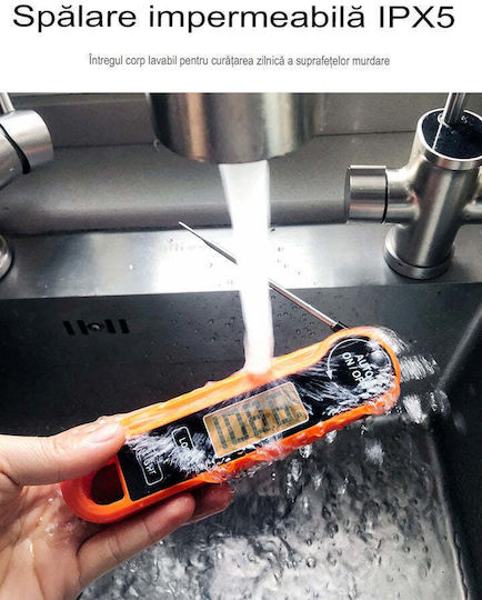 Termometru Digital pentru Alimente Citire Instantanee Măsoară 50°C până la +300°C Portocaliu