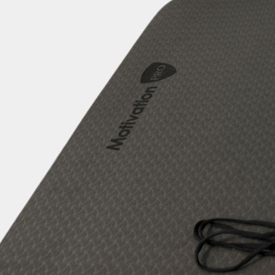MotivationPro Exercise Mat Yoga Black with Carry Strap 183x61x0.6cm