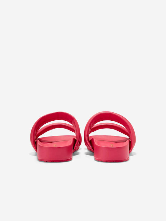 Leather Women's Flat Sandals in Fuchsia Color
