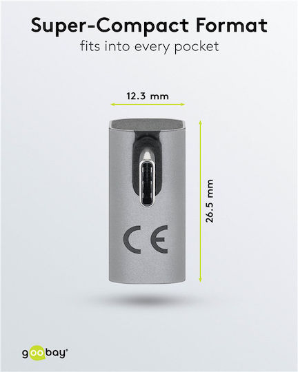 Goobay Μετατροπέας USB-C male σε USB-C female Γκρι 1τμχ 74443