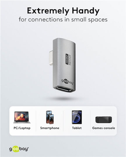 Goobay Μετατροπέας USB-C male σε USB-C female Γκρι 1τμχ 74443