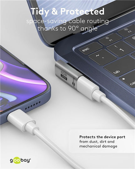 Goobay Μετατροπέας USB-C male σε USB-C female Γκρι 1τμχ 74443