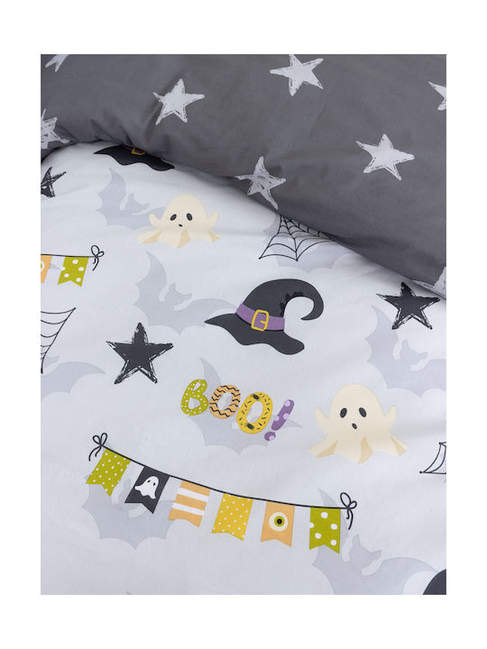 Nima Sheet Set Single with Elastic Band Cotton Boo! Gray 100x200cm 3pcs