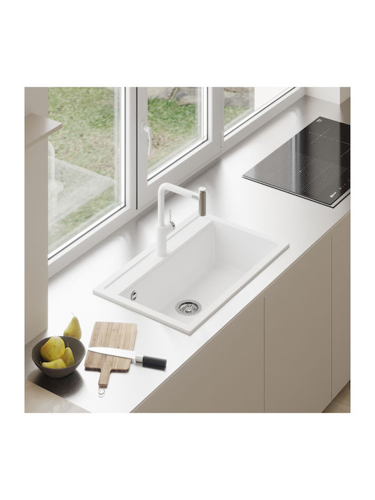 Quadro SQQ103 Chiuvetă De Bucătărie Drop-In Din Granit Lichid M79xL51cm Albă