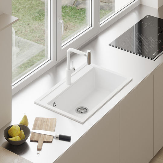 Quadro SQQ103 Drop-In Kitchen Sink Made of Liquid Granite L79xW51cm White