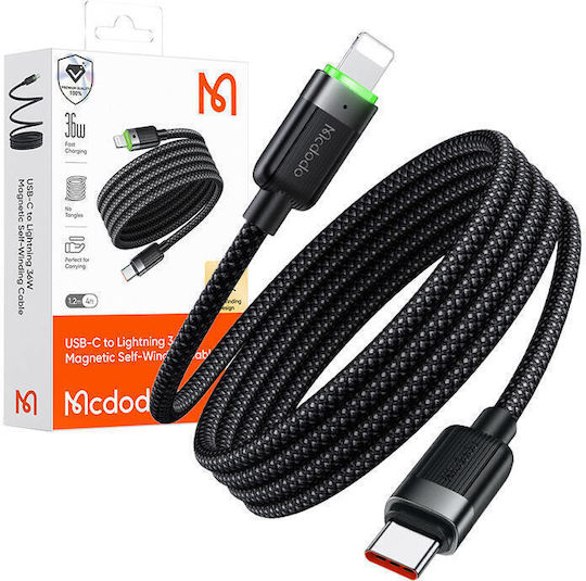 Mcdodo Μαγνητικό USB-C to Lightning Cable 36W Μαύρο 1.2m 506P18
