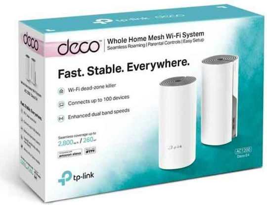 TP-LINK Deco E4 v4 WiFi Mesh Network Access Point Wi‑Fi 5 Dual Band (2.4 & 5GHz) σε Διπλό Kit