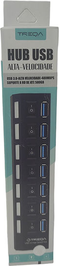 Treqa Hub 7 Θυρών USB 3.0 με σύνδεση USB-A Λευκό