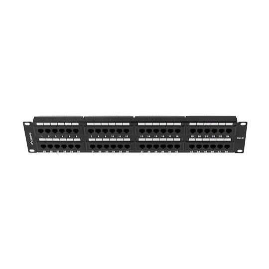 Lanberg Patch Panel για Rack 2U 19" 48 Θυρών Μαύρο