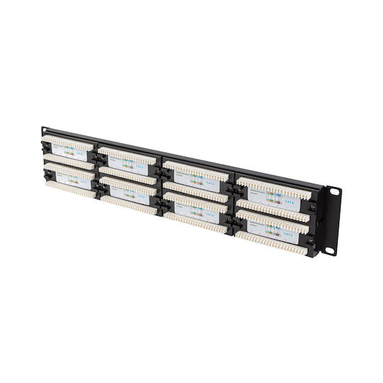 Lanberg Patch Panel για Rack 2U 19" 48 Θυρών Μαύρο