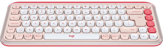 Logitech Pop Icon Ασύρματο Bluetooth Πληκτρολόγιο Αγγλικό US Ροζ