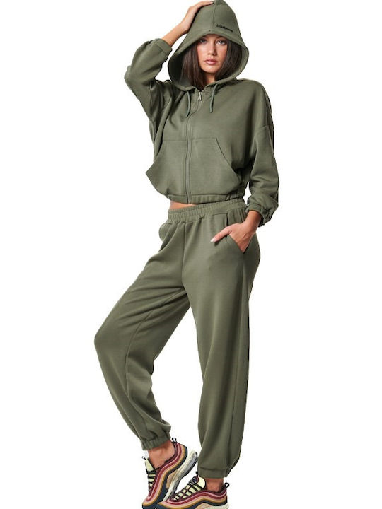 Body Action Zip-through Women's Hooded Cardigan Leaf Green