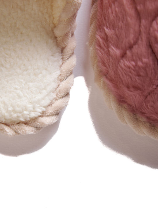 Winter Women's Slippers with Fur Coral