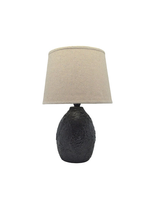 Ankor Ceramic Table Lamp for Socket E14 with Beige Shade and Black Base