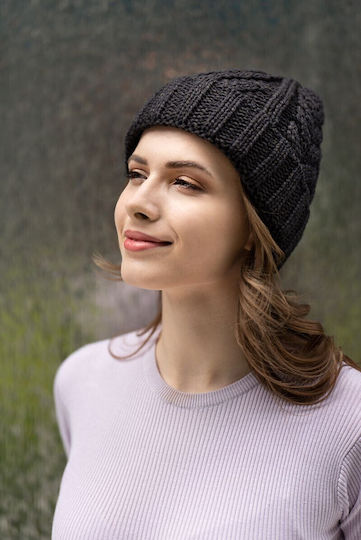 Beanie Γυναικείος Fleece Σκούφος Πλεκτός σε Γκρι χρώμα