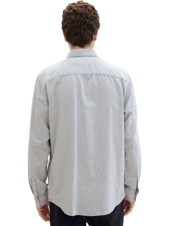 Oxford Cu mânecă lungă Cămașă Cu dungi White Navy Stripe