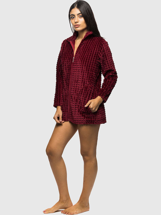 Koyote Winter Damen Samt Robe Bordeaux
