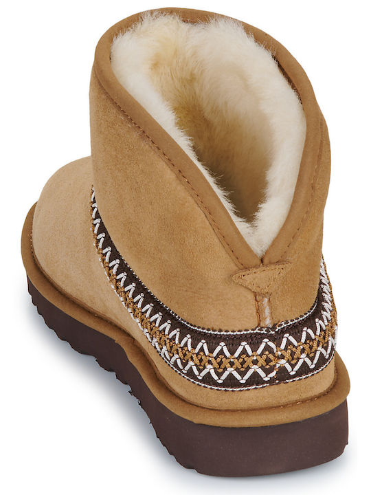 Classic Mini Crescent Suede Women's Ankle Boots Brown