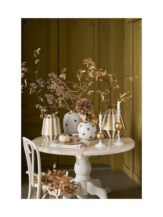 Pip Studio Metallvase Weiß Gold Polka Dot 23cm