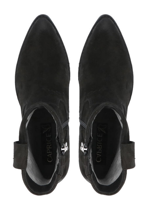 Suede Women's Ankle Boots with Medium Heel Black