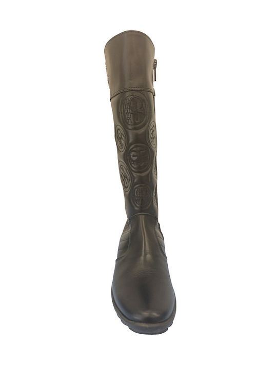 Lederne Kinderstiefel mit Reißverschluss Schwarze