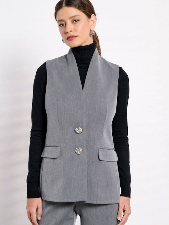 Matis Fashion Women's Vest with Buttons Gray