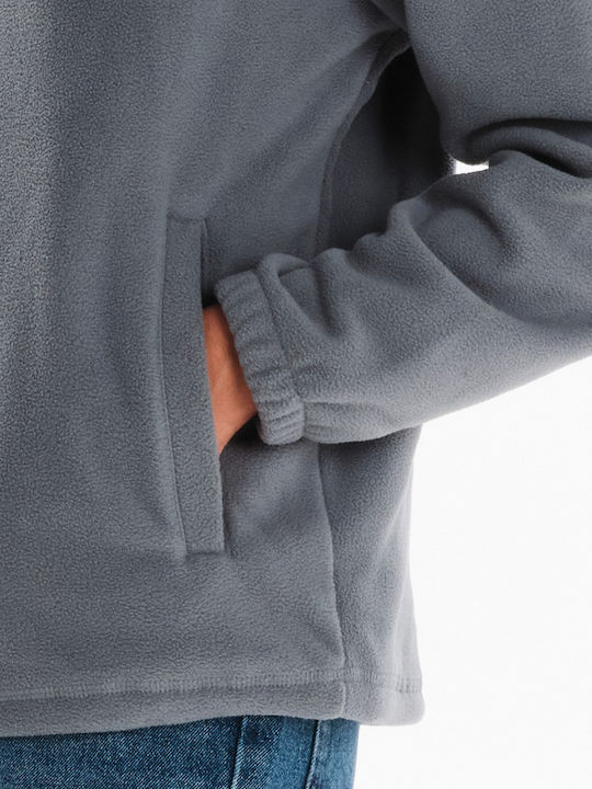 Fleece Γυναικεία Ζακέτα με Φερμουάρ σε Γκρι Χρώμα