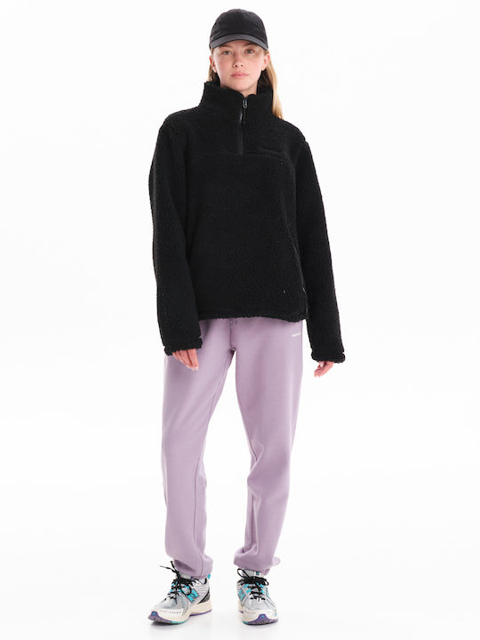 Women's Long Sleeve Sweater with Zipper Black