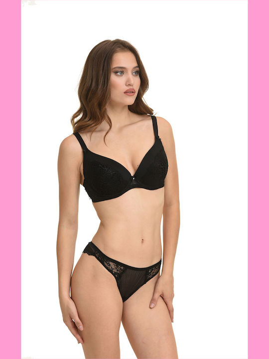 Damen Zeichenfolge mit Spitze Schwarz