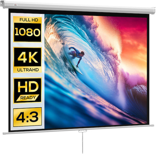 HomCom Οθόνη Προβολής Projector Οροφής με Λόγο Εικόνας 4:3 171x128cm / 84"