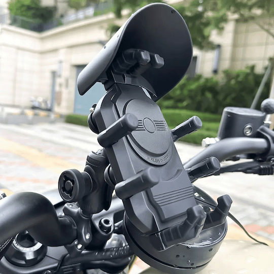 Motorcycle Atv Scooter Phone Holder Anti-vibration System Wireless Charging Usb Type-c Ports Handlebar Mirror Mount