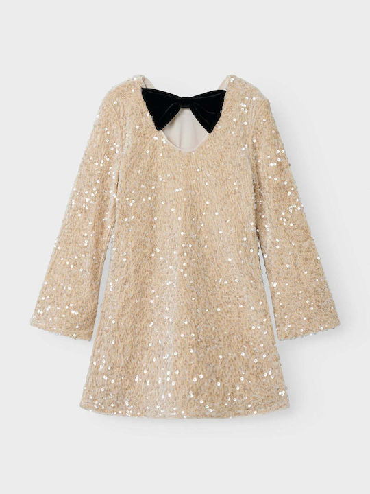 Name It Children's Dress with Sequins beige