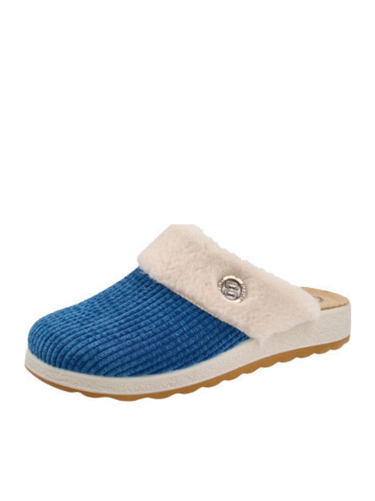 Anatomische Lederne Damen Hausschuhe Blau
