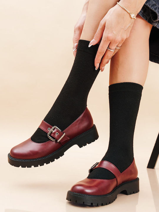 Burgundy Loafers Wide Strap