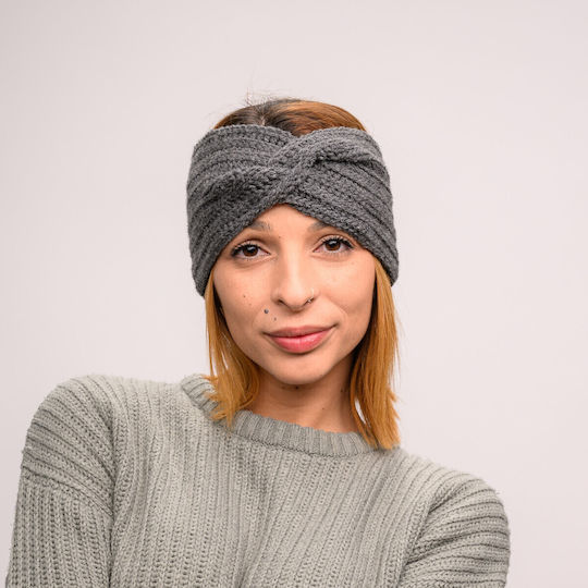 Frauen Stirnband mit Rippstrick in Gray Farbe