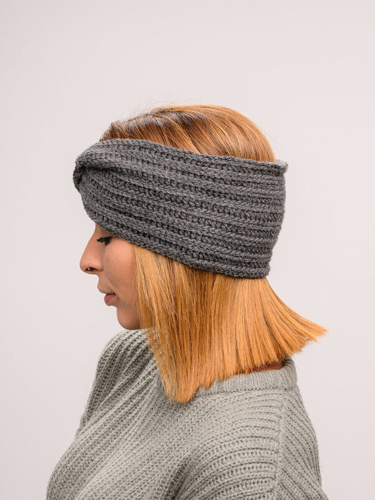 Γυναικείο Headband με Rib Πλέξη σε Γκρι χρώμα